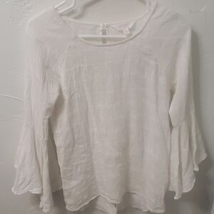 LC Lauren Conrad Cream Blouse with Flared Sleeves